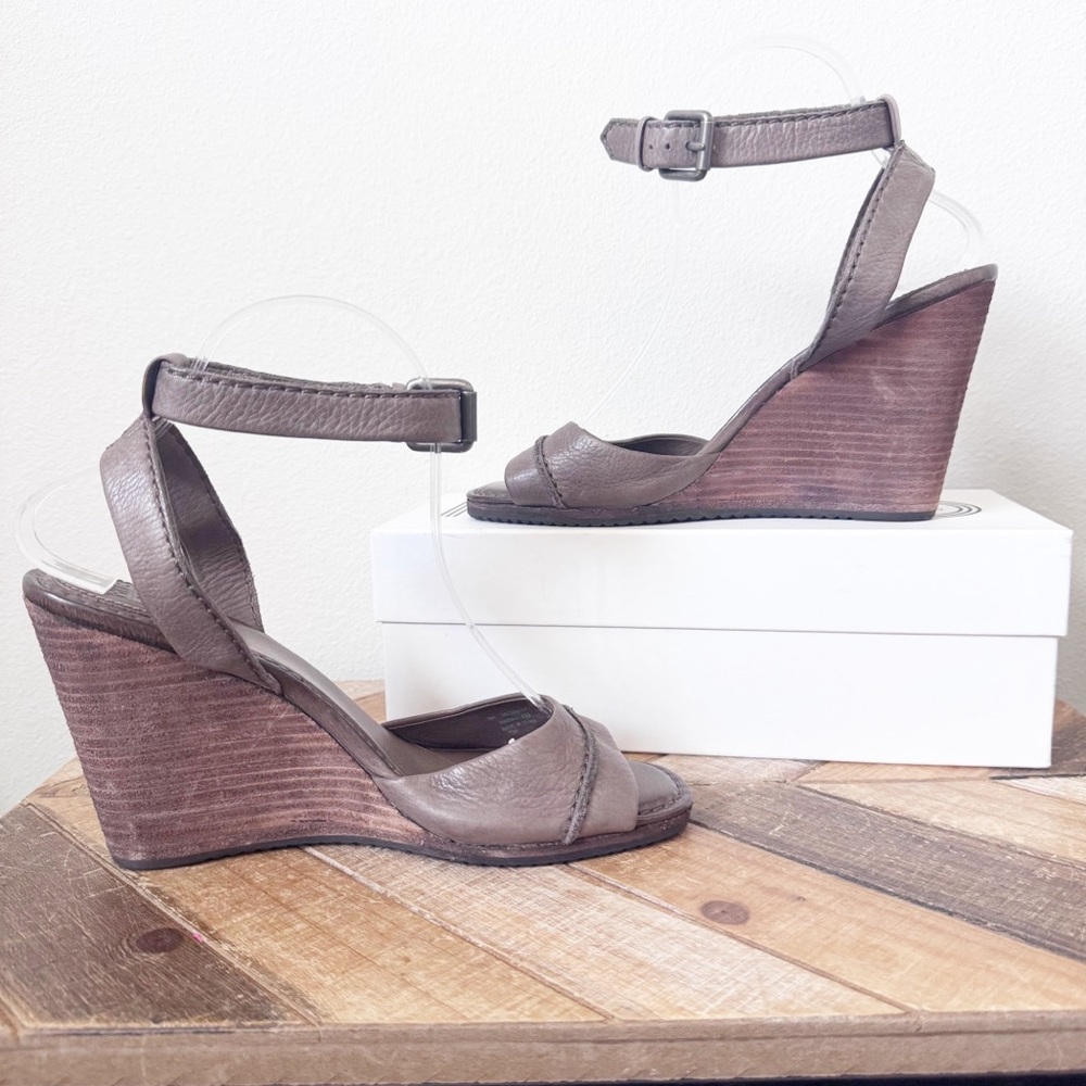 Frye Patricia Brown Wedge Sandals